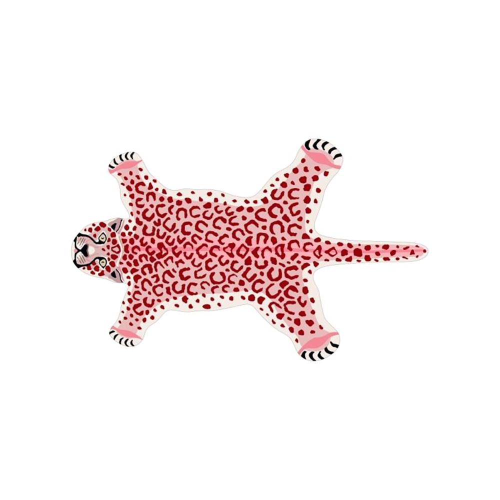 

VIKAMA Pink Leopard Carpet Faux Cashmere Carpet Funny Animal Pattern Rugs Bedroom Soft Living Room Bedside Area Floor Mat 60x100cm 24x40inch