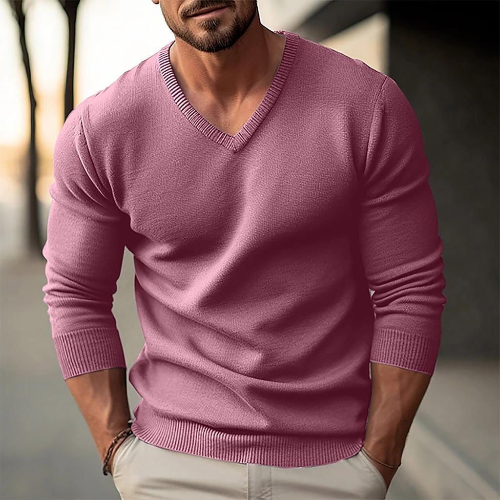 Men's  V-Neck  Self-Cultivation  Pullover  Long Sleeves  Sweater