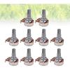 Artibetter 10pcs B50k Bass Pots Potentiometer Long Knurled Split Shaft Audio Taper Low Friction for Guitar Bass Parts Full Size