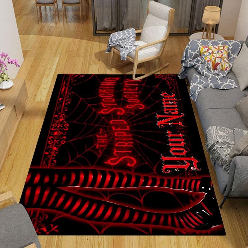 Custom 1Pc Gothic Black Spiderweb Theme Flannel Personalized Rug Non Slip Floor Mat Soft Carpet for Living Bedroom Office Home Decor Gift