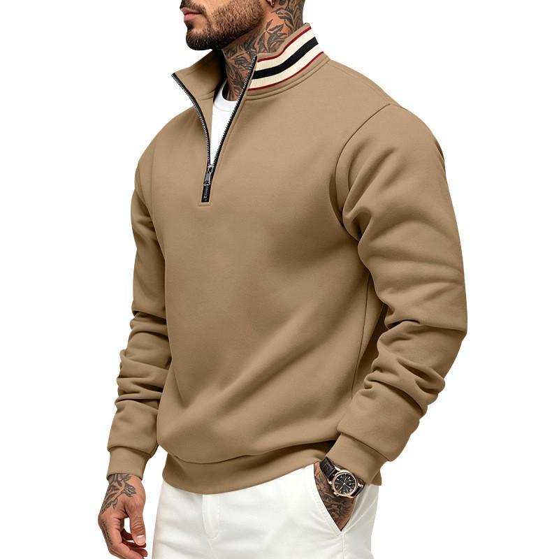 Mens Fleece Lined Stand Collar Sweatshirt Loose Fit Casual Outdoor Winter Warm Top