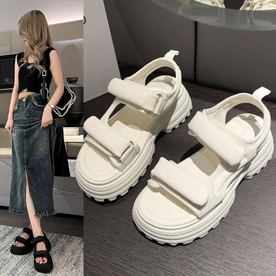 Platform Sports Sandals Women's Summer New Muffin Shoes Large Size Casual Beach Sandals Velcro Women's Shoes