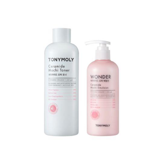 Tonymoly Wonder Ceramide Mochi Skincare Set (Toner 500ml + Emulsion 300ml)