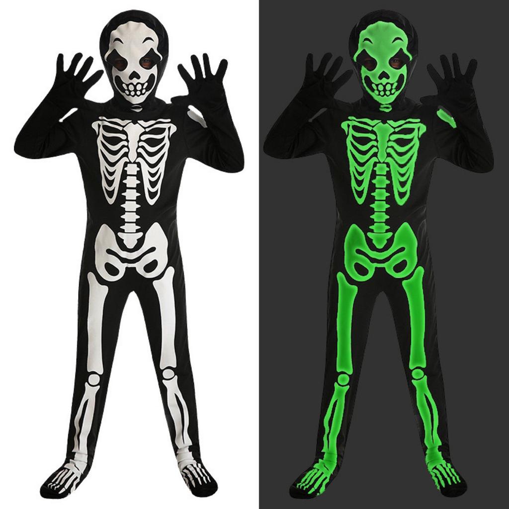 Halloween Death Costume Glowing Skeleton Costume Halloween Death Costume for for Kids Boy Girl Halloween Dress up