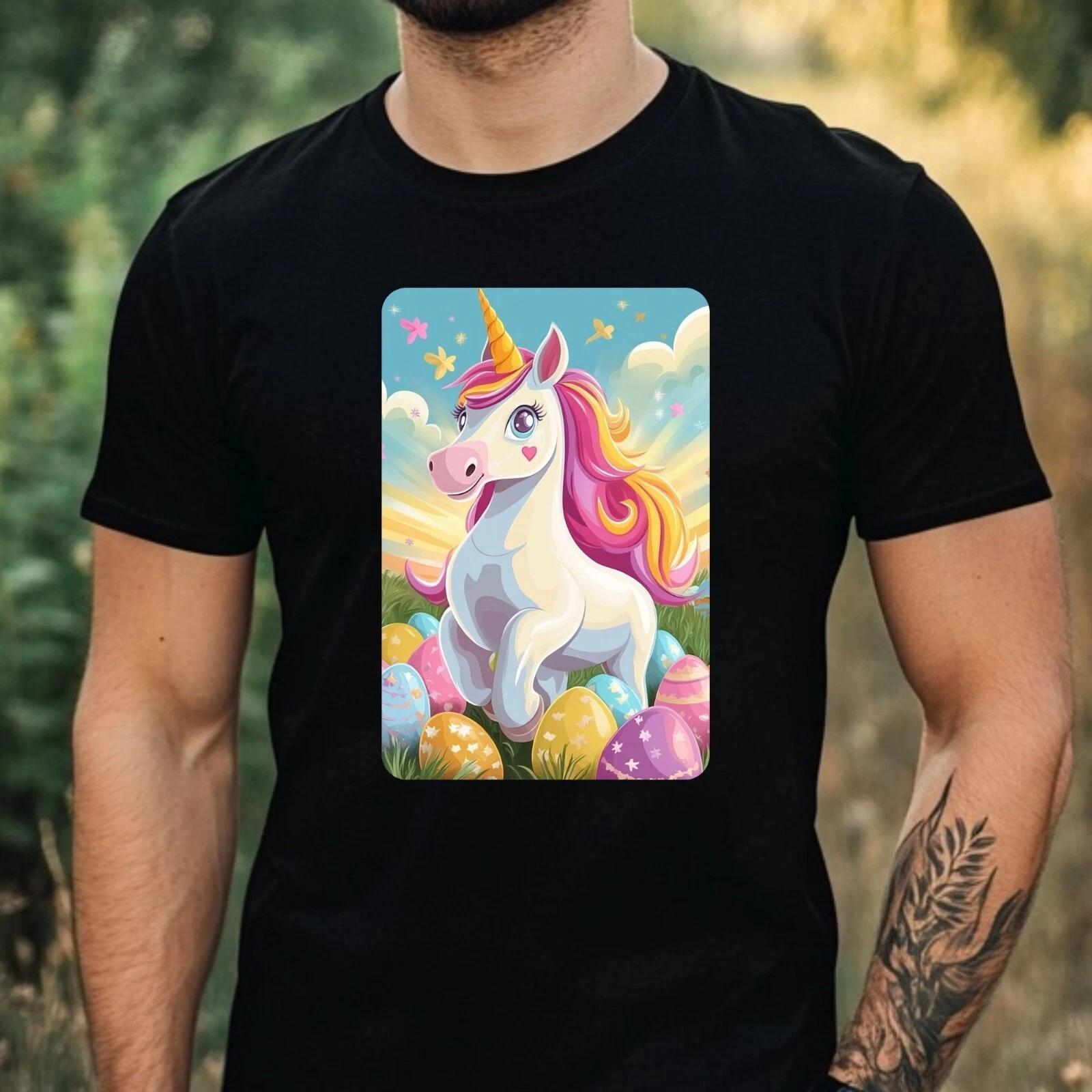 T-Shirt Herren Oster Einhorn Motiv Baumwolle Größe XS bis 5XL XXXL