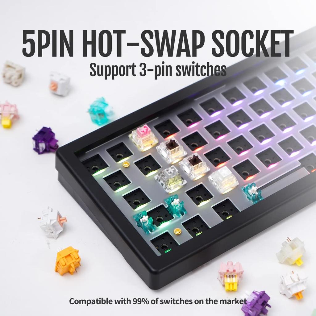 GMK67 Gasket Mount Mechanische Tastatur Bluetooth EVA Matt Angepasste RGB-Tastatur Kompatibel mit Kit, Hot-Swappable 5.0/2.4G/Type-C Tri-Mode 65%