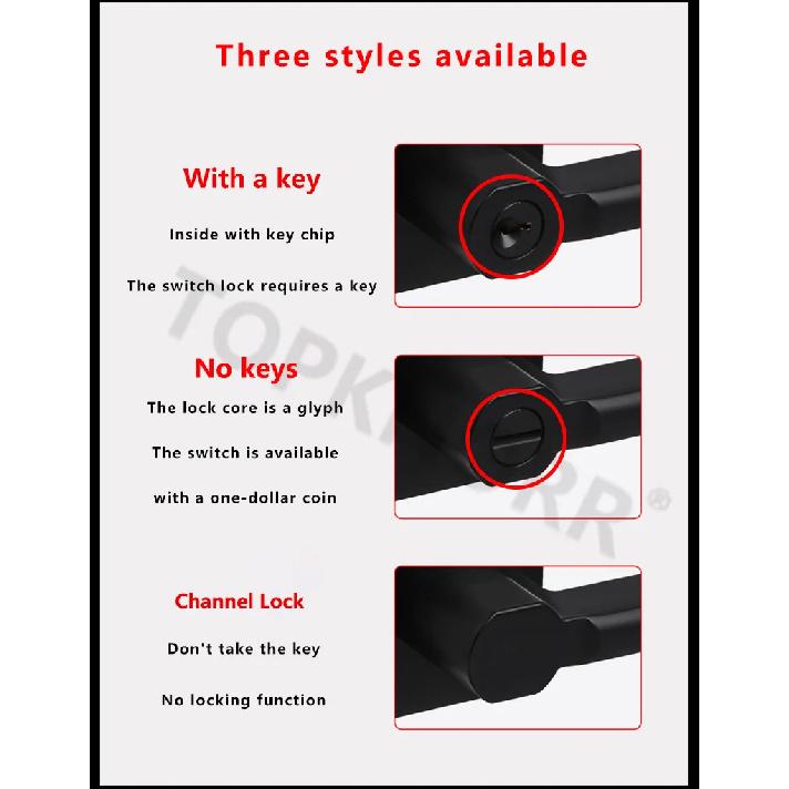American Bathroom Door Lock Bathroom Keyless Three-pole Hand Lock Home Bedroom Door With Key Door Handle Spherical Lock Doorknob
