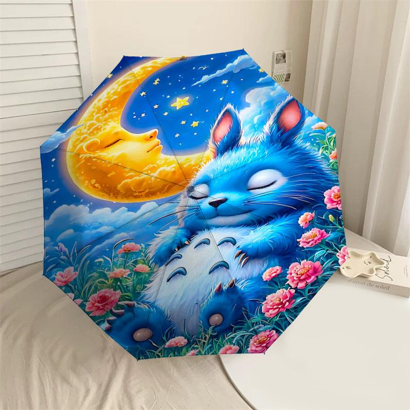 

1PC rabbit moon Automatic Open/Close Umbrella with Windproof, 8-Rib Sturdy Canopy, Durable Ribs, Fashionable Design1212A