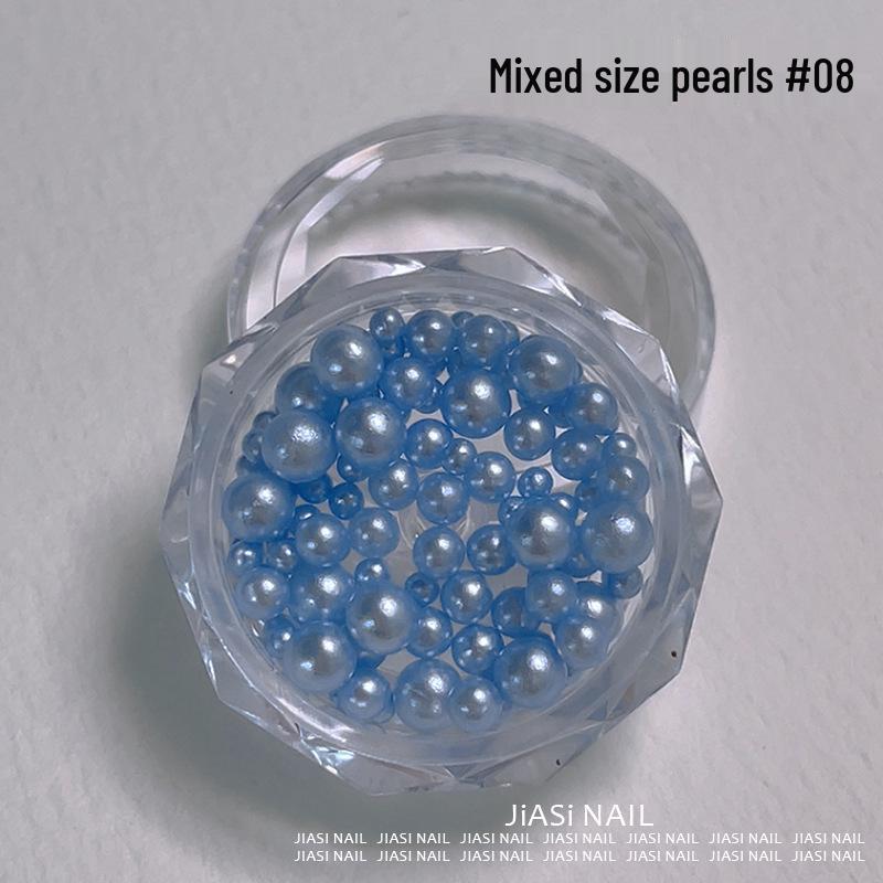 Christmas 12-Grid Mixed Color Pearl Nail Art High-Gloss 3D Beads Decorations