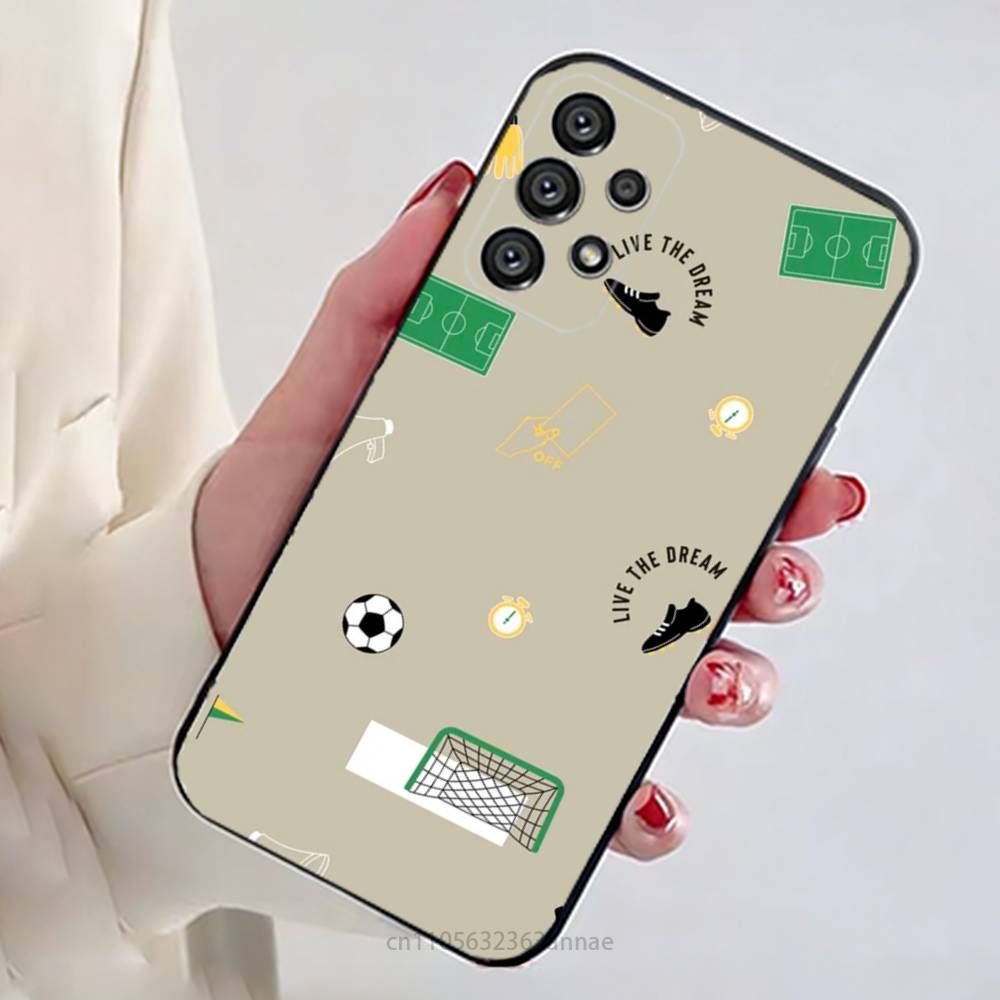 Fire Football Soccer ball  Phone Case For Samsung Galaxy A13,21s,22,31,32,52,53,71,80,A91 Soft Black Shell