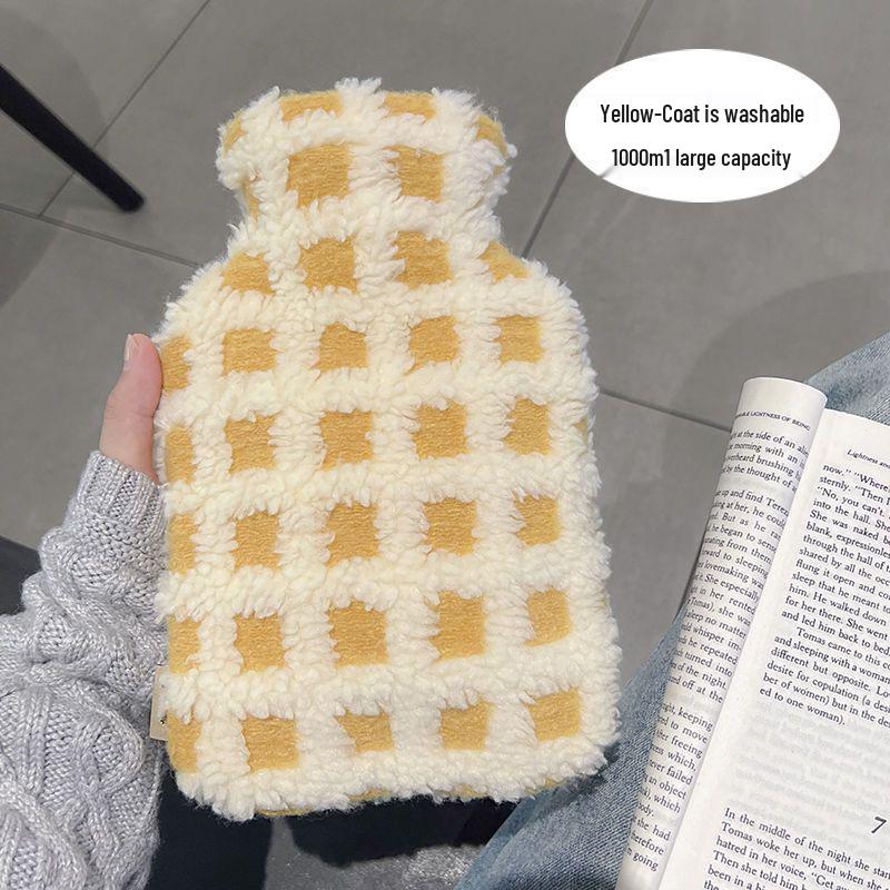 Plush Cover Ins Style Explosion-Proof Hot Water Bottle (Yellow/Red)