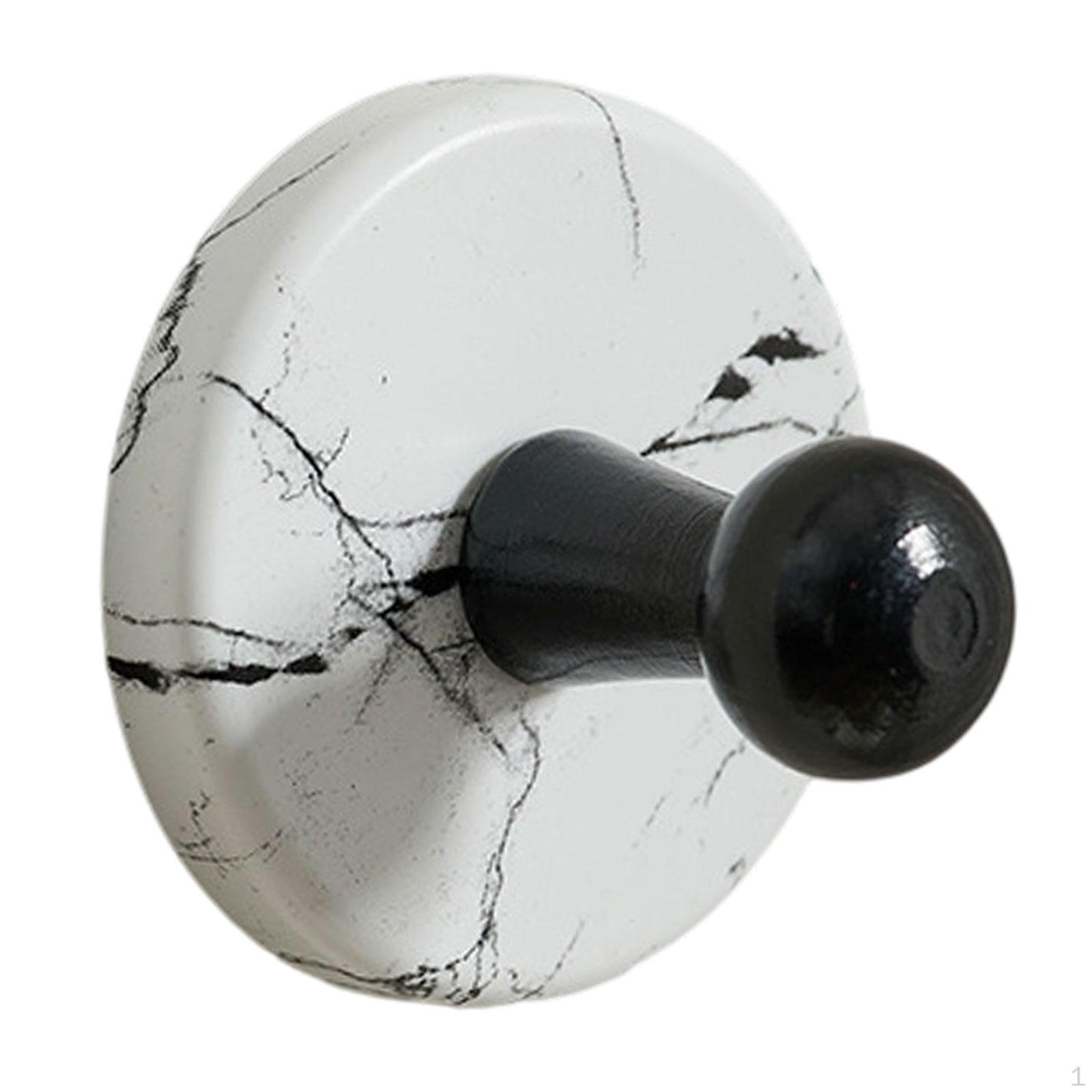 

Suction Cup Hook Bathroom Wall Hanger Stylish Entryway Wooden Coat for Glass Window Marble White