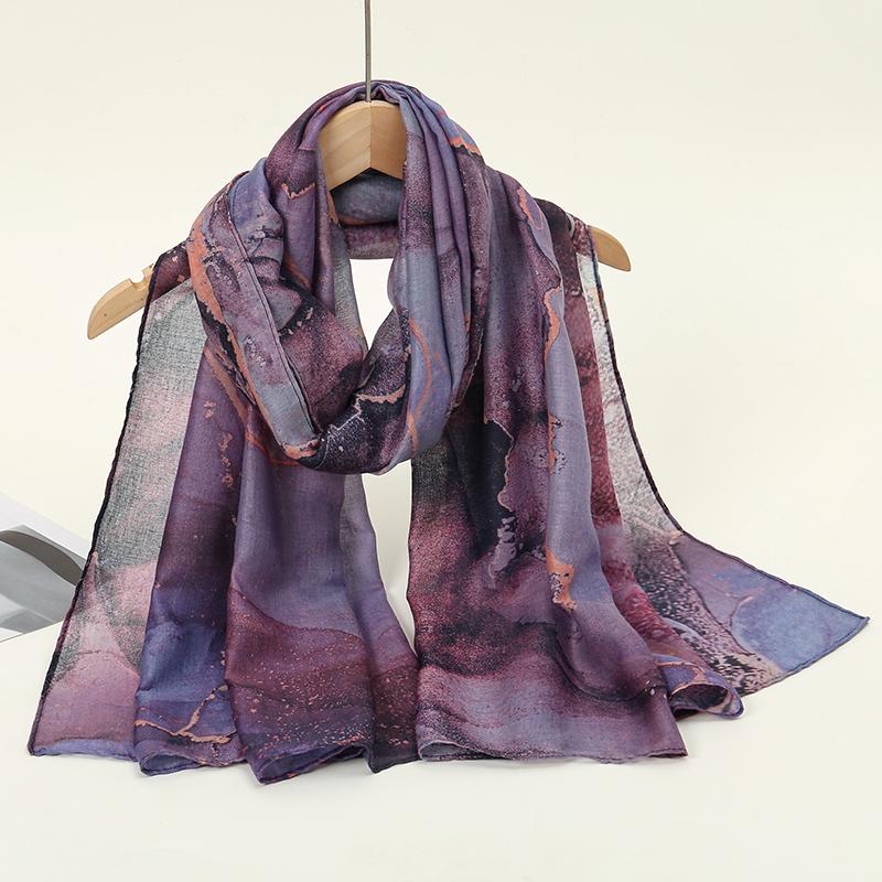 Watercolour Printed Modal Hijabs for Women Breathable Light Weight Cotton Viscose Scarf Soft Muslim Women Shawl Headscarf 2026
