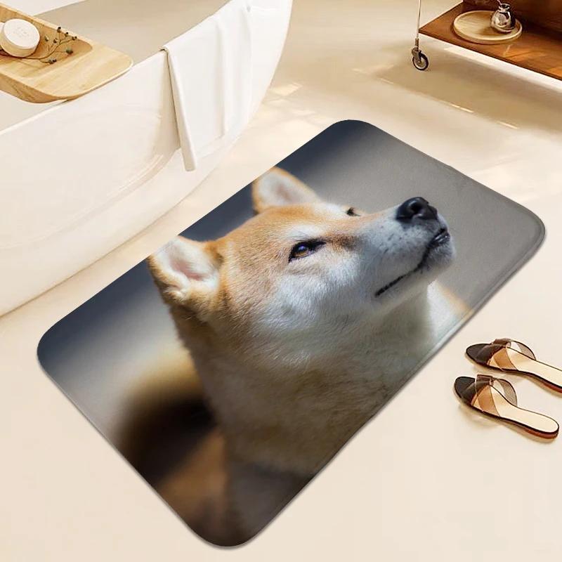 Bathroom Mat Shiba Inu Rug for Bedroom Doormat Entrance Door Living Room Bedroom Floor Carpet Anti Slip Modern Home Decoration