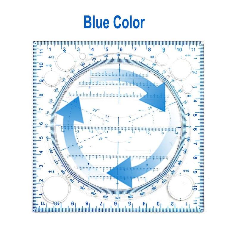 2pc  Rotatable Multifunction Drawing Template Art Design Construction Architect Stereo Geometry Circle Drafting Measuring Scale Ruler