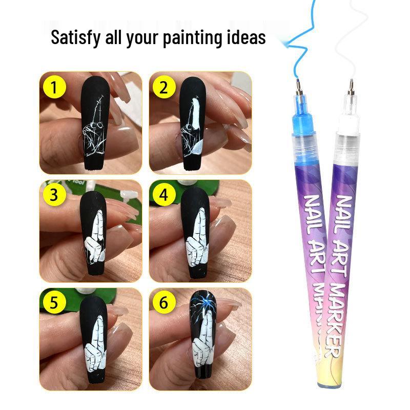 12-Color Waterproof Nail Art Graffiti Pen 0.5mm Quick-Drying Nail Painting Marker