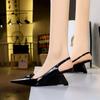 Fashion High Heels Women Sandals Fashionable Patent Leather Pointed Hollow Back Strap High Heeled Sloping Heel Shoes for Women's Shoes