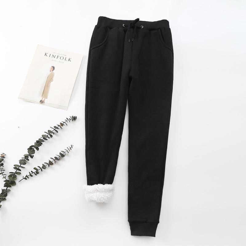 Women's Fleece-Lined Jogger Sweatpants - Warm Winter Lounge Pants with Pockets, High-Waist Cozy Drawstring Pants for Cold Weather