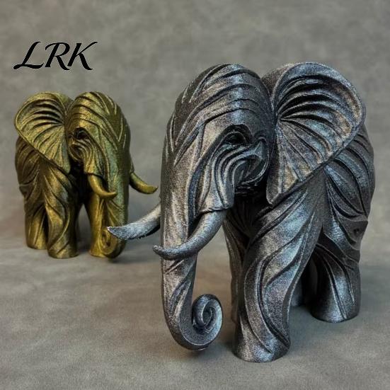 Modern Elephant Ornament 3D Printed Figurine, One-Piece Molding, Cute Simulated Figurine Model, Desktop for Home, Bookshelf Decoration Retro