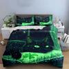 Glowing Black Cat with Clover Bedding Duvet Cover Set  (1*Duvet Cover 2*Pillowcases, Without Duvet Insert)