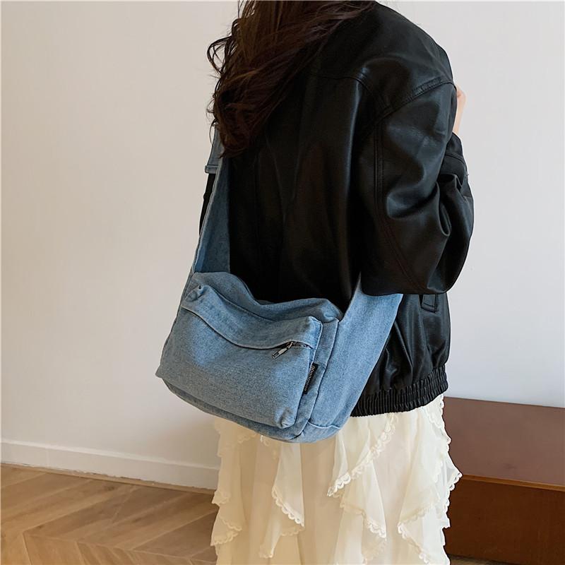 Large Capacity Shoulder Bag Women's Denim Crossbody Bag