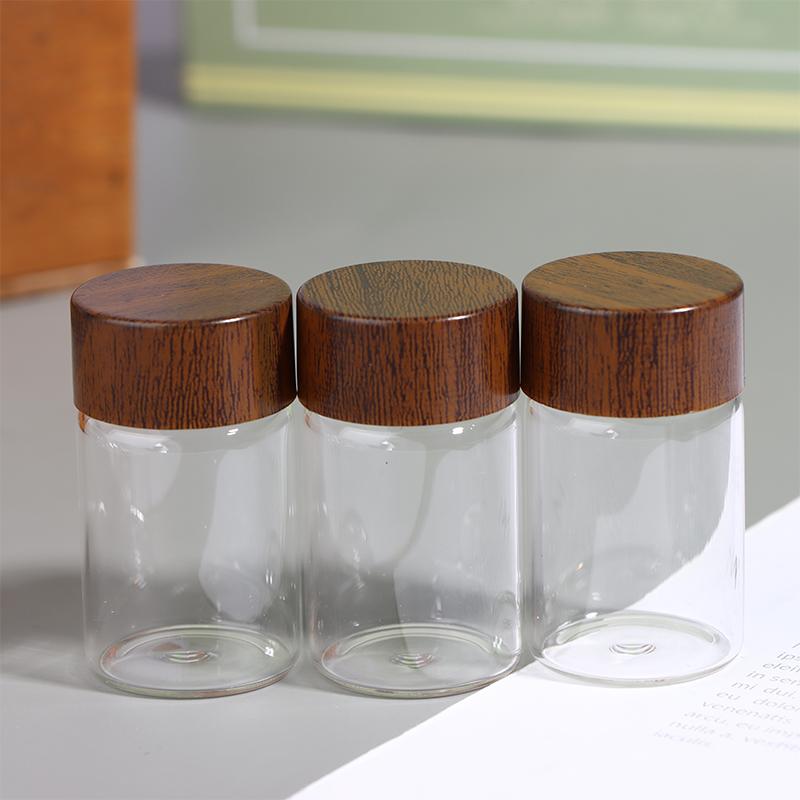 Mini Glass Bottles Airtight Jars for Kitchen Storage Coffee Beans Spices Candy Refillable Portable for Camping Picnic Office