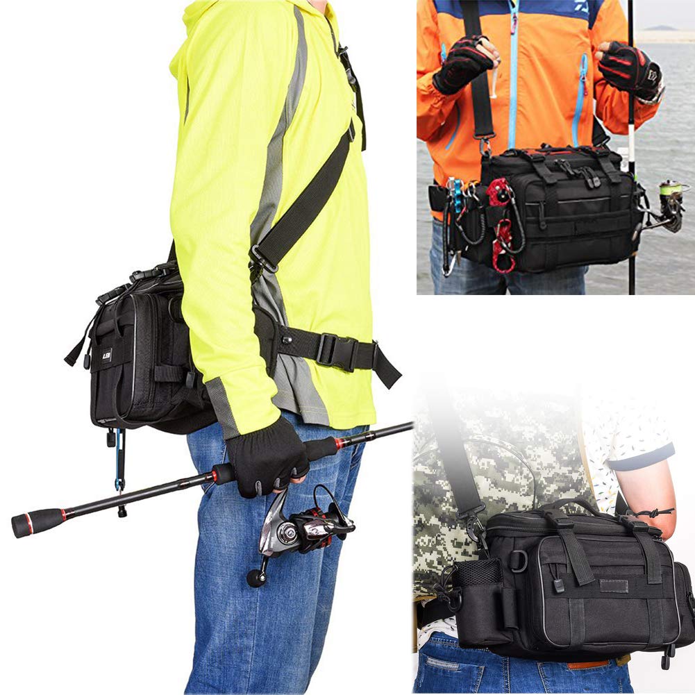 Multifunctional Fishing Large Hip for Lure Mountain Stream Boat Fishing Tool Outdoor Mountain and Travel Bag, Capacity, 3-Way Bag, Fishing, Eging,