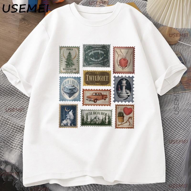 

Twilight Saga T Shirt Men Forks Vintage Printed T Shirts Tee Vampire Aesthetic Book Lover Graphic Tops Streetwear L белый