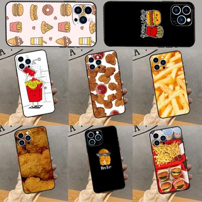 French Fries Burger Pizza Phone Case For iPhone 16 Pro Max 14 13 12 11 15 Pro Max Plus 12 13 Mini XR 16e Funda Cover