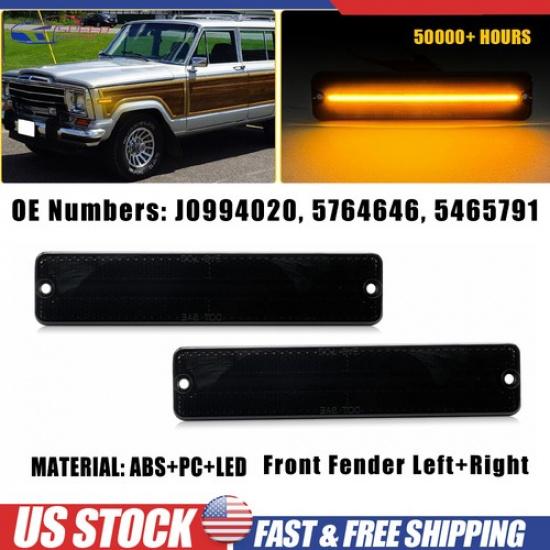 

Smoked LED Side Front Marker Light Amber Lamps For 1974-1983 Jeep J10 J20 Pickup