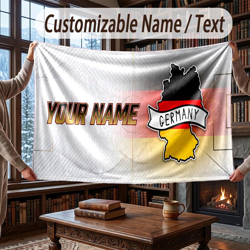 Custom Name Flannel Throw Blanket Germany National Football Team Pattern Warm Home Decoration