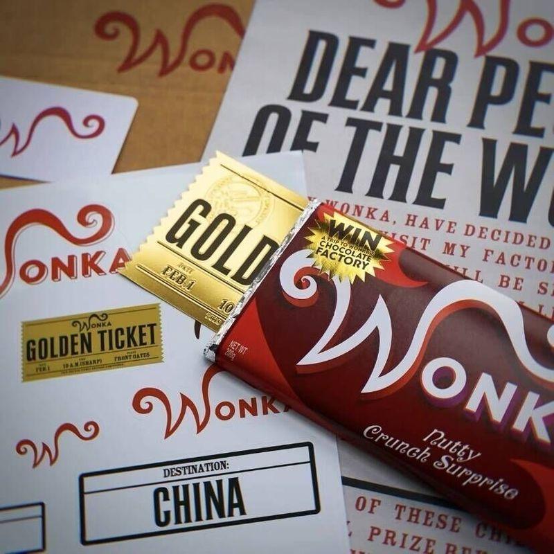 Hot Anime Wonka Charlie Chocolate Golden Ticket Anime Gold Voucher Brooch Pin Badges Metal Pins Bookmark Collection Holiday Gift