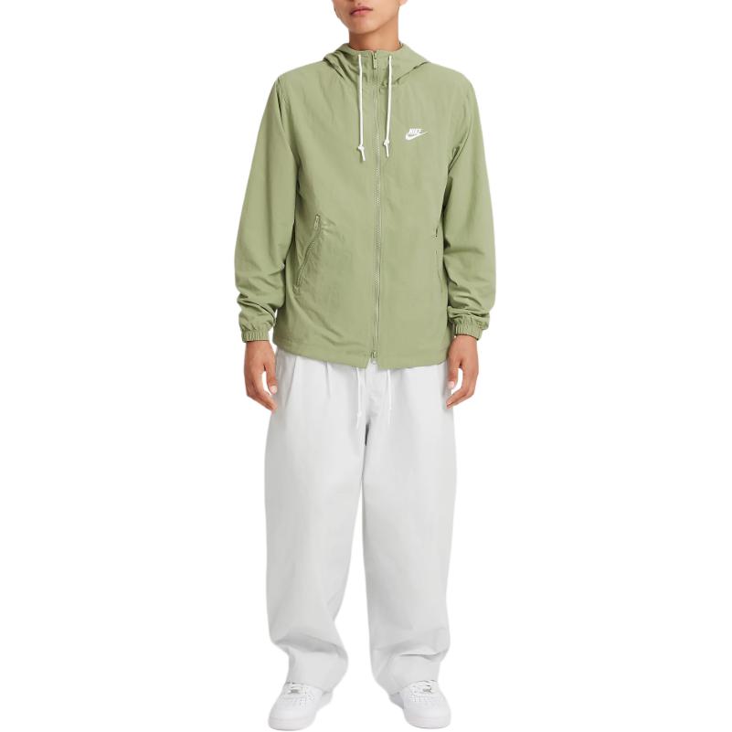 Nike Club Woven Zip Comfort Breathable Running Jacket Men Jackets Oil-Green White FB7398-386