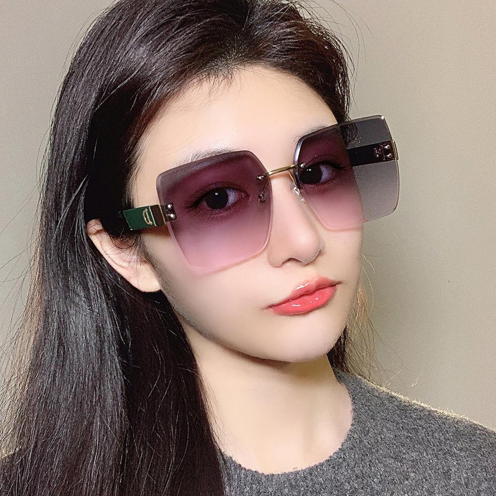 2023 D Brand Women's Rimless Fashion Sunglasses, Xiaohongshu Douyin Style, Internet Celebrity Inspired.