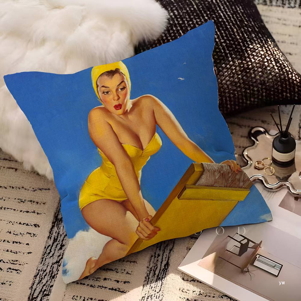 Pin Up Girl Cushion Cover Polyester Sofa Cushions Decorative Throw Pillows Home Decoration Pillowcover
