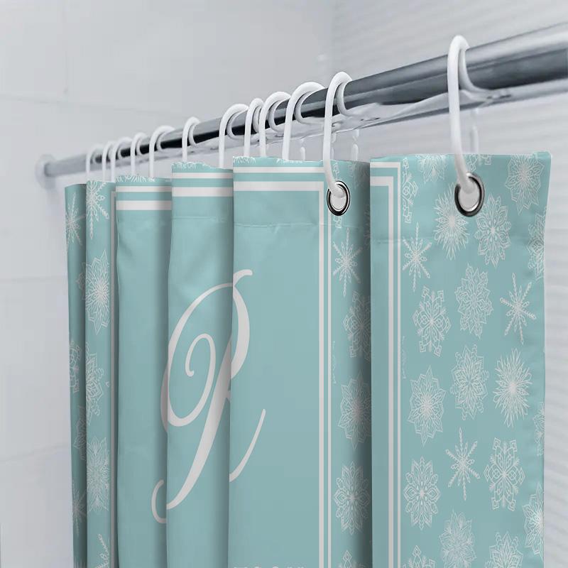 Decorative Shower Curtain Japanese Art Inspired Wave Pattern with Crane In Red Circle Background for Bathroom Decor.
