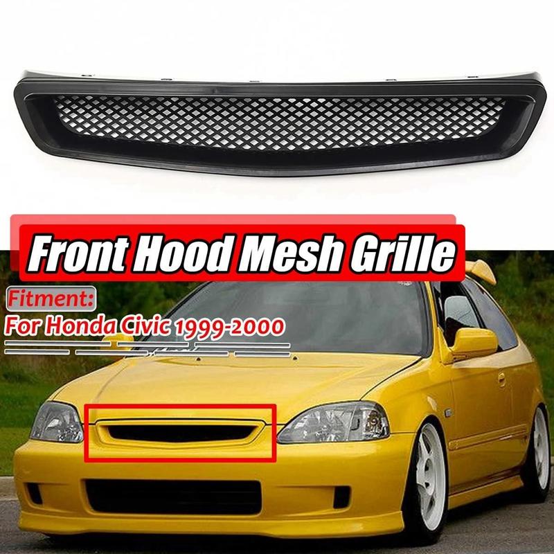 EK T-R Style Front Bumper Hood Mesh Grill Racing Grille for Honda Civic EK CX DX EX HX LX Type R 1999-2000 Glossy Black Rose Violet