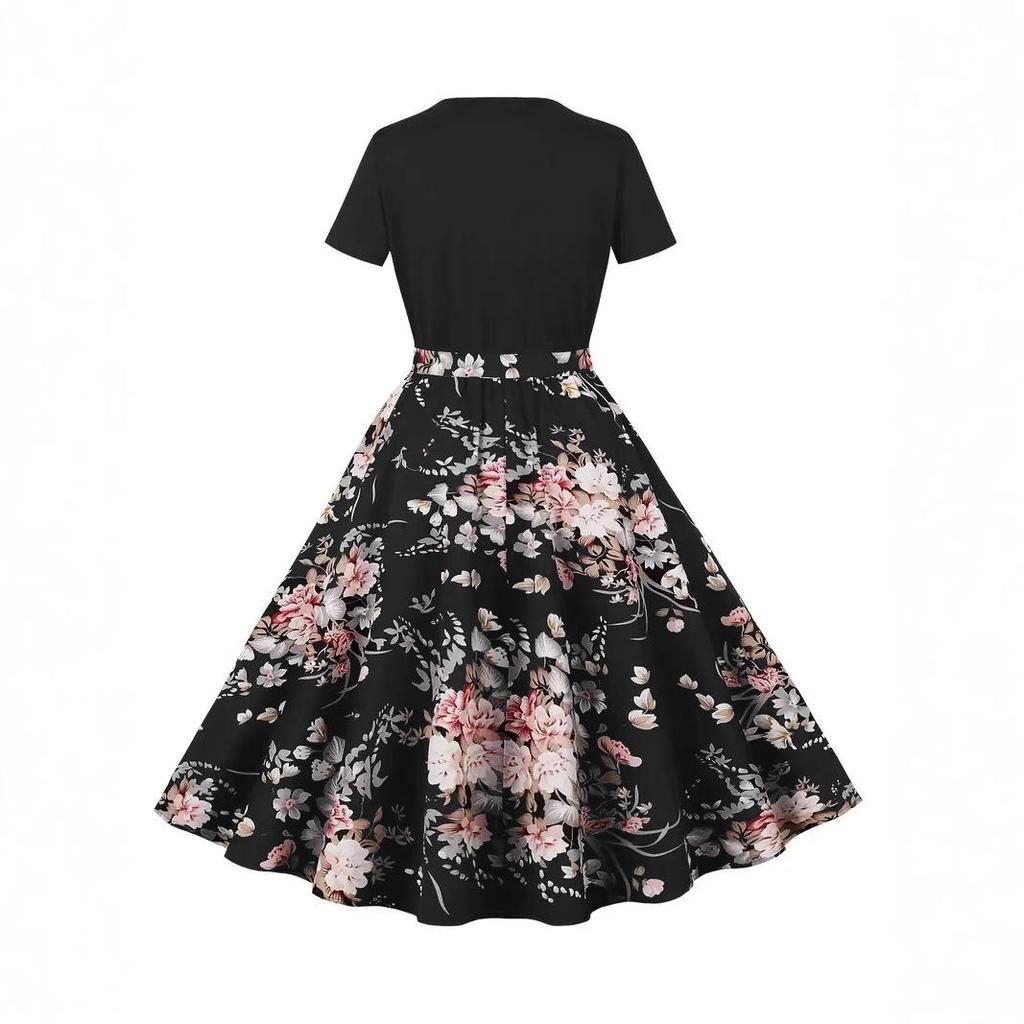 2025 European Retro Patchwork Women's Dress, Chinese Style, Elegant New Design