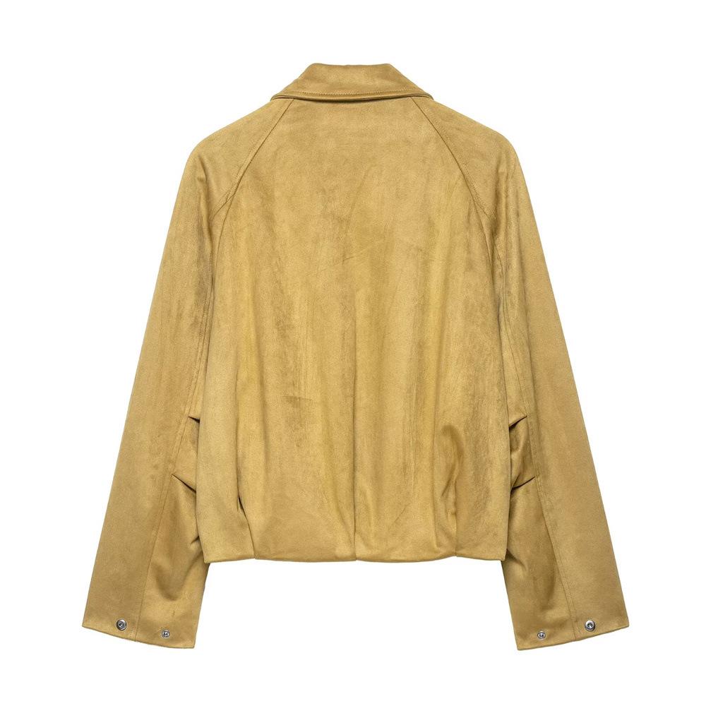 Women's Autumn Suede-Effect Slimming Bomber Jacket: Versatile European and American Style