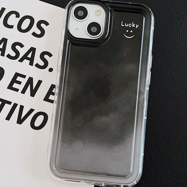 

Lucky Gradient Black Smile Cartoon Cute Back Shell для Iphone X Xr Xsmax 14 Pro Max Plus 11 12 Promax 13promax чехол для телефона Капа for iphone 11