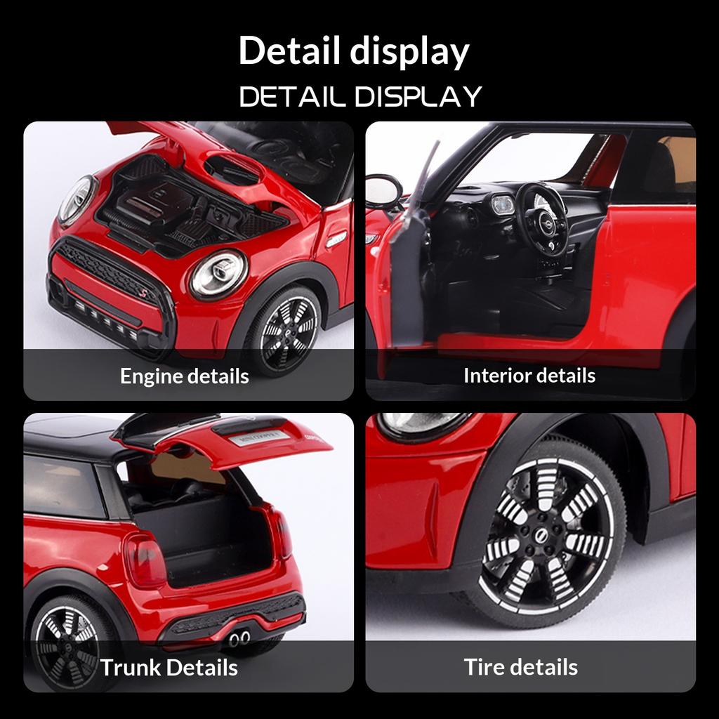 Metal die-cast 1/24 scale MINI COOPER car model simulated tire pulling back and moving forward Halloween gift