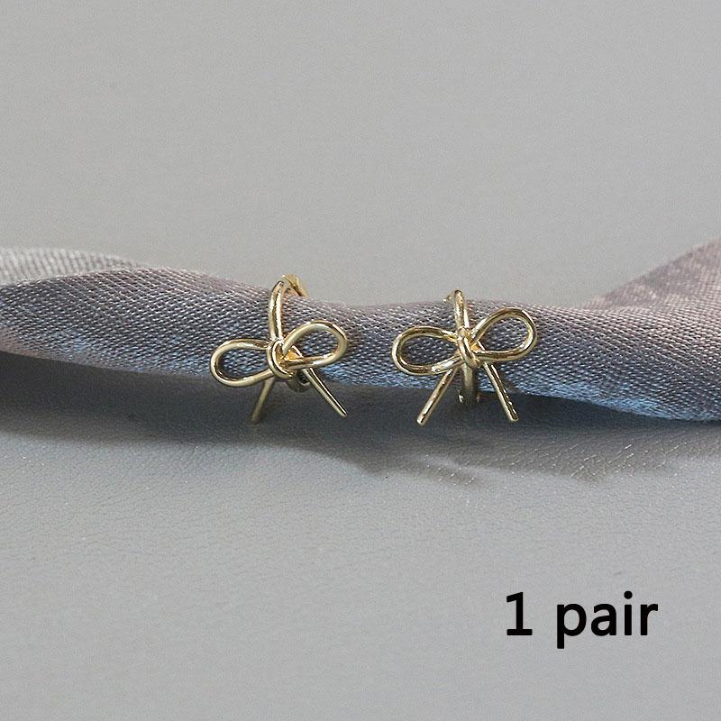 

Fashion Jewelry Gold-plated Bowknot Ear Buckle Ear Ring Female Simple Ins Cold Wind Ear Bone Earrings Temperament All-match Female 1 pair золотой