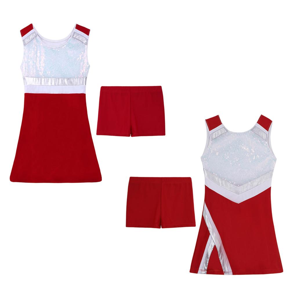 Kids Girls 2 Piece Tennis Golf Dress Clothes Set Sleeveless Sports Dress and Booty Shorts Dancewear