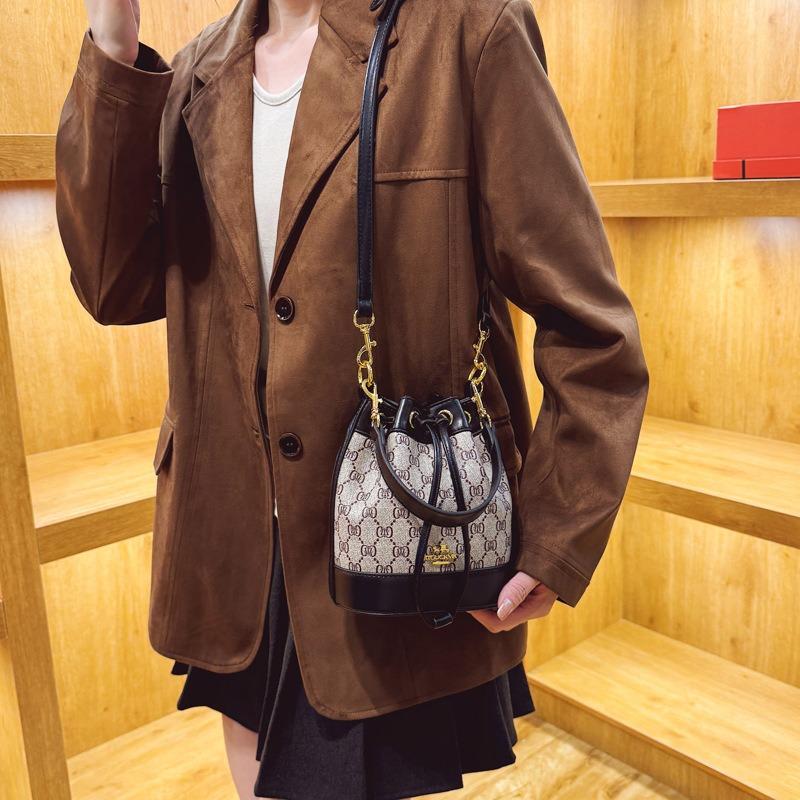Bucket bag women's new women's bag trendy fashion printed oblique span bag bucket bag premium texture versatile shoulder bag