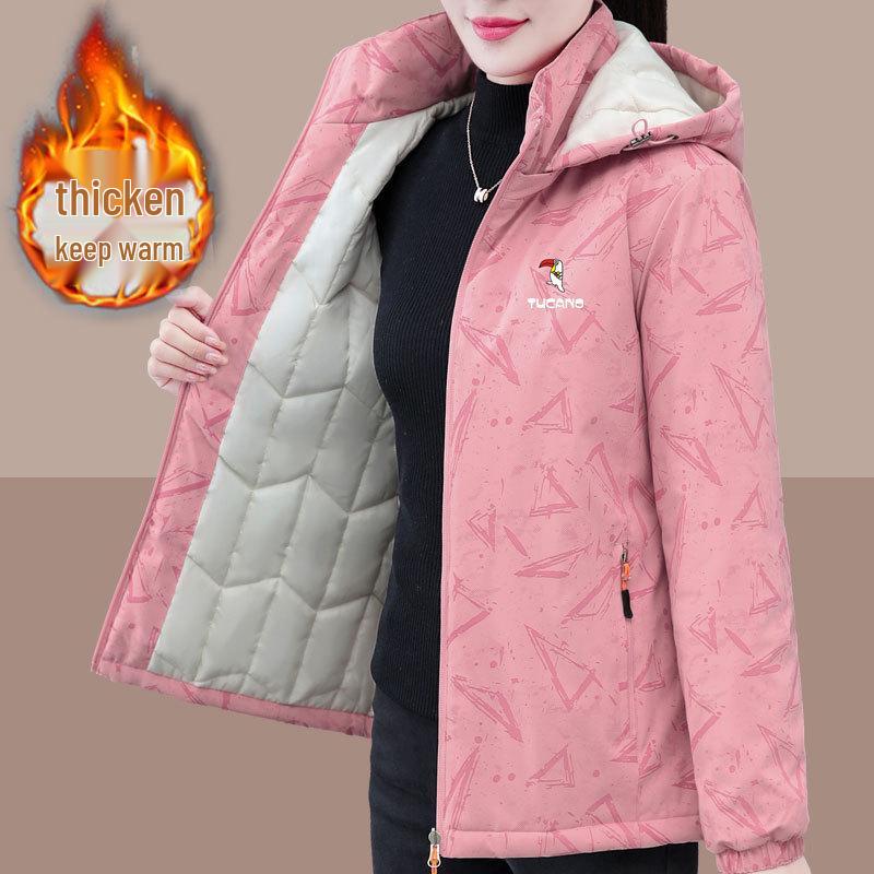 2024 Damen Winter Kapuzenjacke Warm Baumwolle für Mittelalte und Ältere