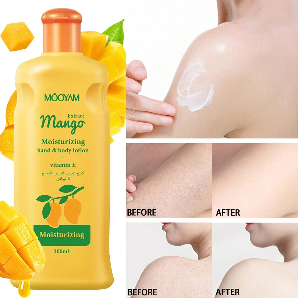 1pc 300ml Mango Body Lotion, Large Capacity, Reduces Wrinkles, Fine Lines And Spots, Moisturizes The