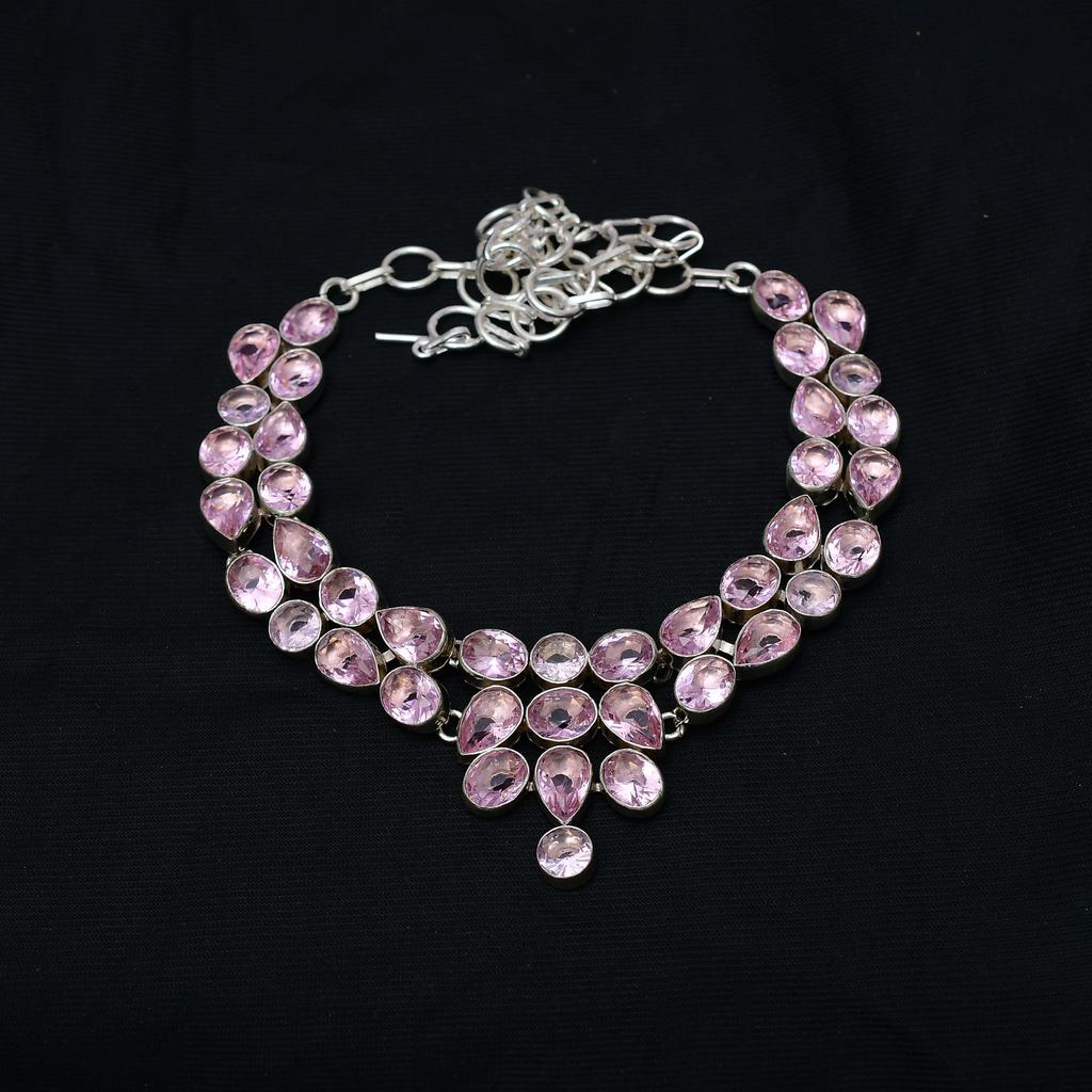 Pink Kunzite Gemstone : 925 Sterling Silver Handmade Necklace Jewelry