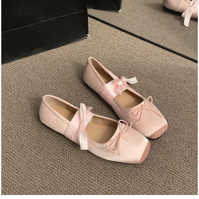 Pink light mouth square head flat sole shoes women's spring and autumn ballet shoes Mary Jane shoes