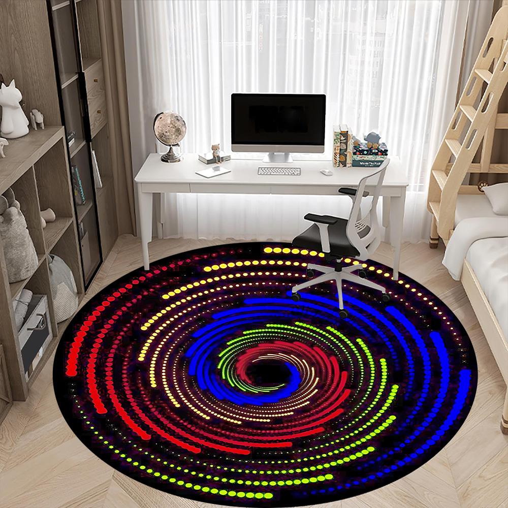 1pc Neon Lights Carpet, Round Non Slip Durable Large Size Office Carpet, Suitable for Office