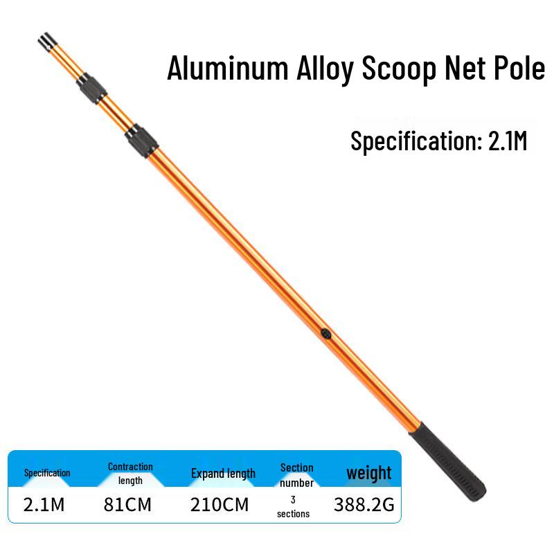 Telescopic Aluminum Landing Net Pole, Adjustable & Multi-Spec, for Large Fish.